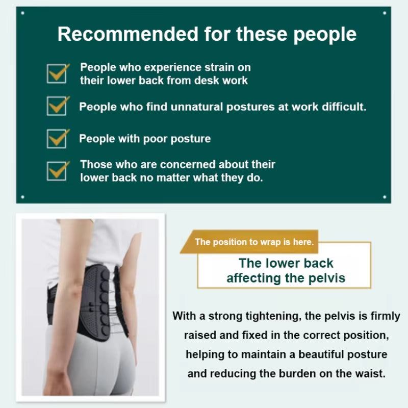 Unisex Lumbar Corrector Comfortable Breathable Fitness Correction Pain Relief Waist Support Belt for Herniated Disc, Sciatica